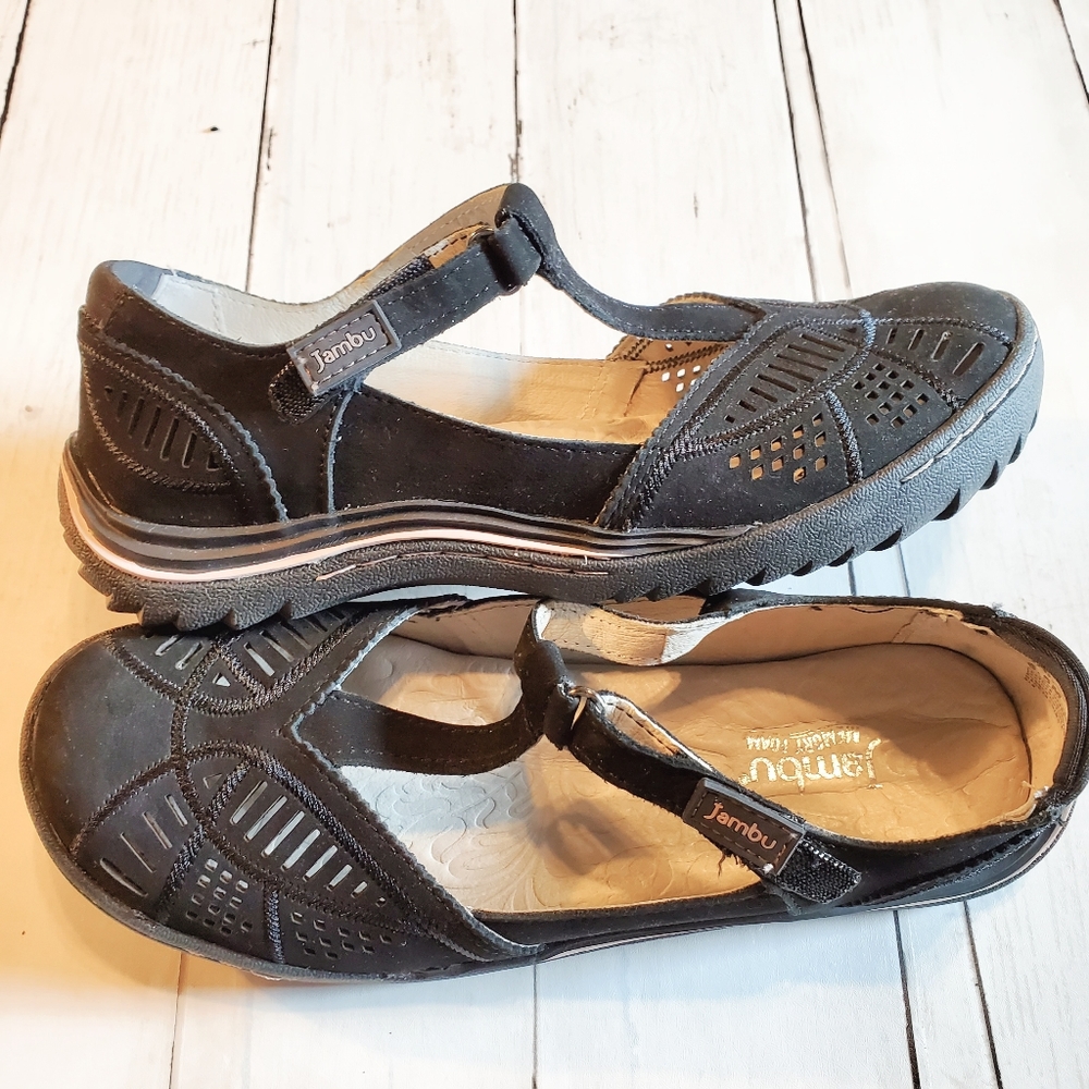 Jambu Bridget Memory Foam Black Leather Shoe NIB